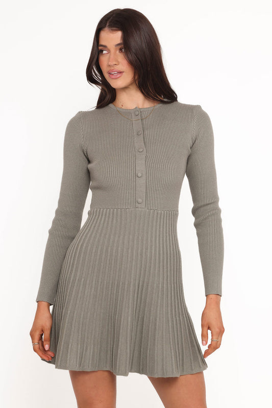 Petal and Pup USA DRESSES Darlina Long Sleeve Mini Dress - Olive