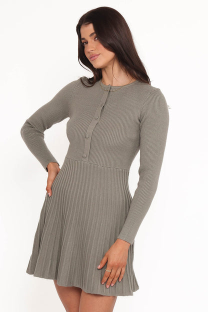 Petal and Pup USA DRESSES Darlina Long Sleeve Mini Dress - Olive