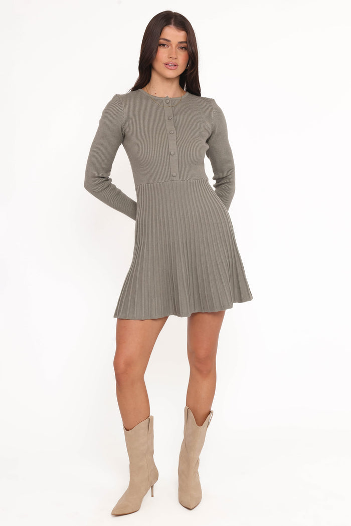 Petal and Pup USA DRESSES Darlina Long Sleeve Mini Dress - Olive