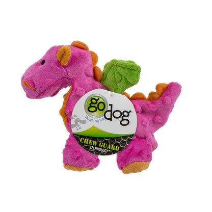 GoDog Dragons Squeaky Plush Dog Toy Pink Small