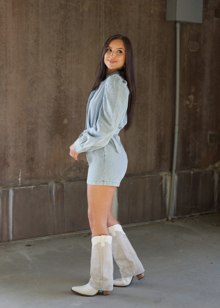Denim Belt Romper