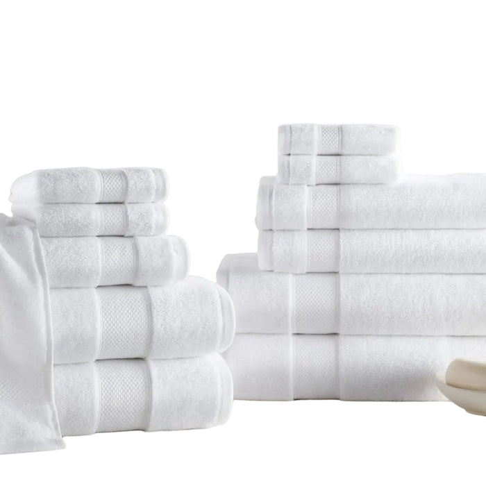Diamond Extra-Long Staple Cotton Bath Towel Bundle by Peacock Alley — Set of 12