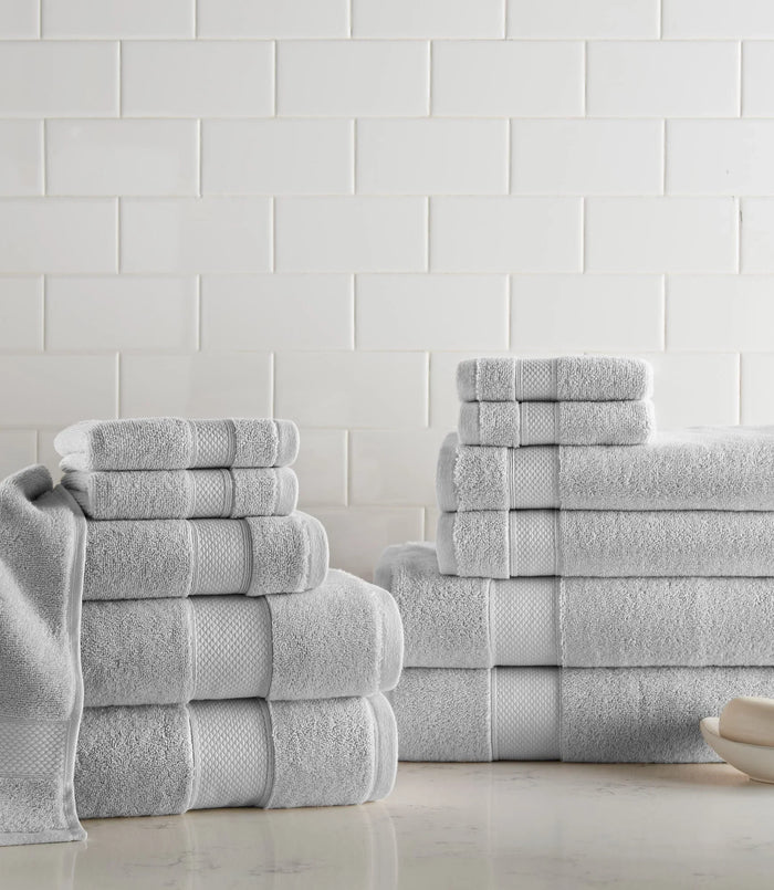 Diamond Extra-Long Staple Cotton Bath Towel Bundle by Peacock Alley — Set of 12