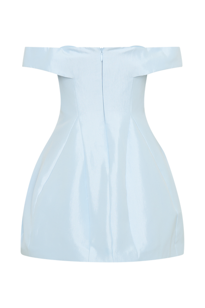 Diana Off Shoulders Mini Dress - Powder Baby Blue