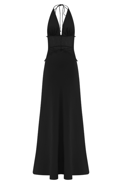Dinah Lace And Satin Maxi Dress - Black