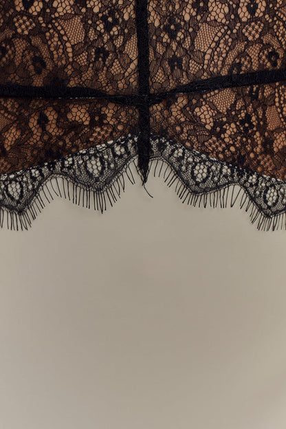 Dinah Lace And Satin Maxi Dress - Black/Ivory