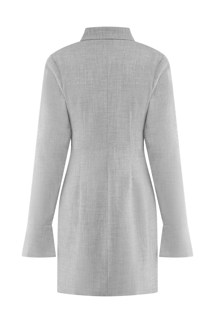 Dorian Fitted Shirt Mini Dress - Charcoal Marle