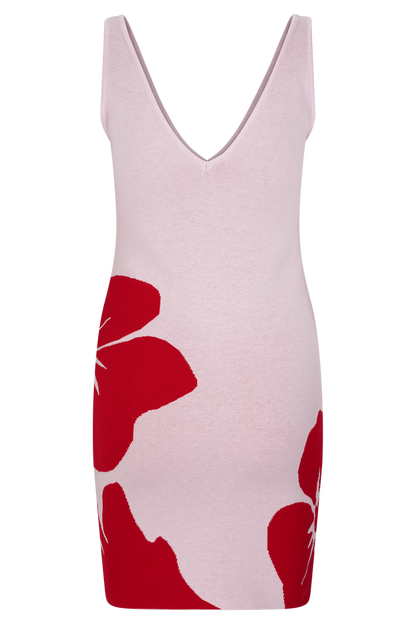 Dorothy Knit Print Mini Dress - Red Deco Fleur Print