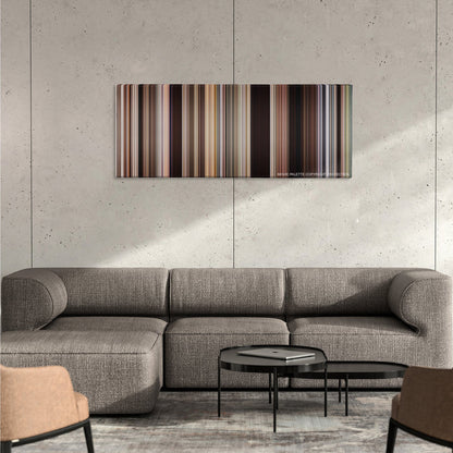 Easy Rider color palette canvas on a concrete wall above a gray sectional sofa