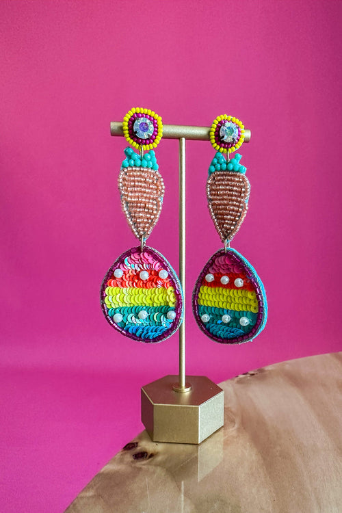 Egg + Carrot Beaded Earrings - B Social Boutique