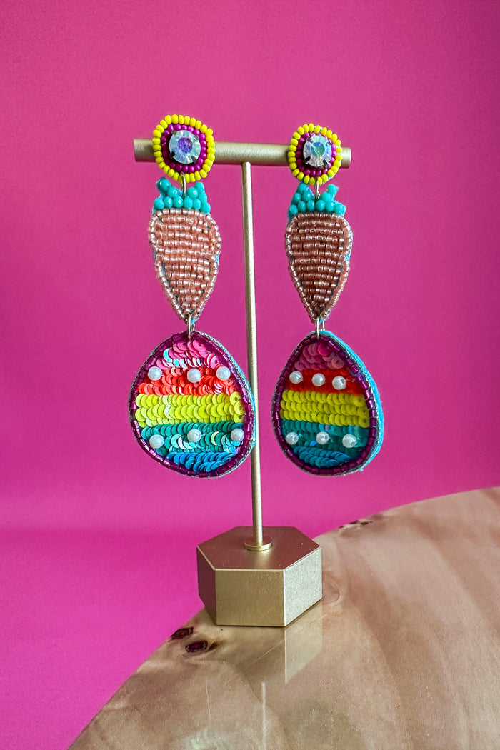 Egg + Carrot Beaded Earrings - B Social Boutique
