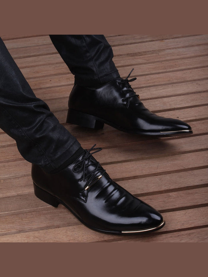 Black handcrafted genuine leather shoes - color image