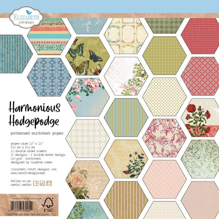 Elizabeth Craft Double-Sided Cardstock Pack 12"X12" - Harmonious Hodgepodge