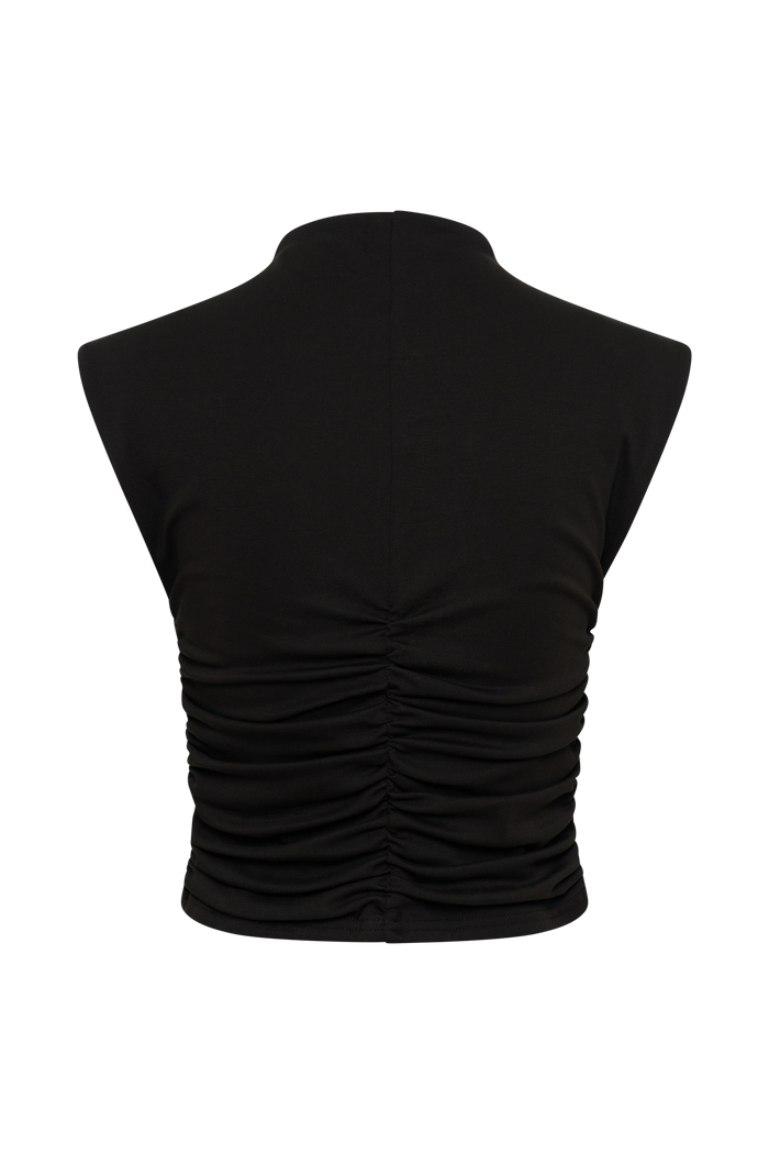 Ellia High Neck Sleeveless Top - Black