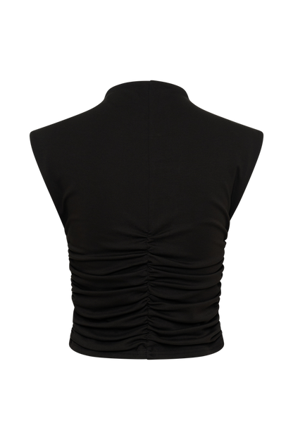 Ellia High Neck Sleeveless Top - Black
