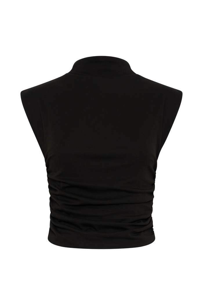 Ellia High Neck Sleeveless Top - Black