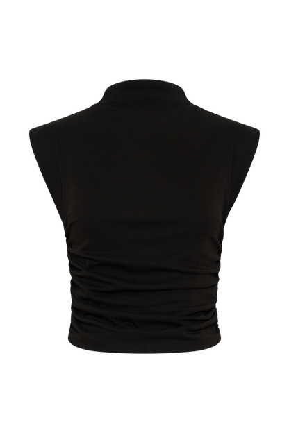 Ellia High Neck Sleeveless Top - Black