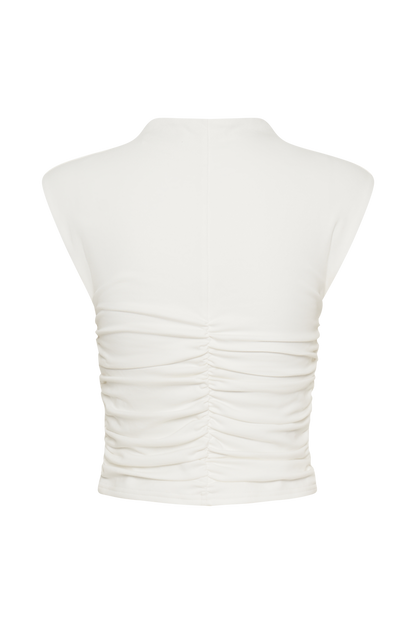 Ellia High Neck Sleeveless Top - White