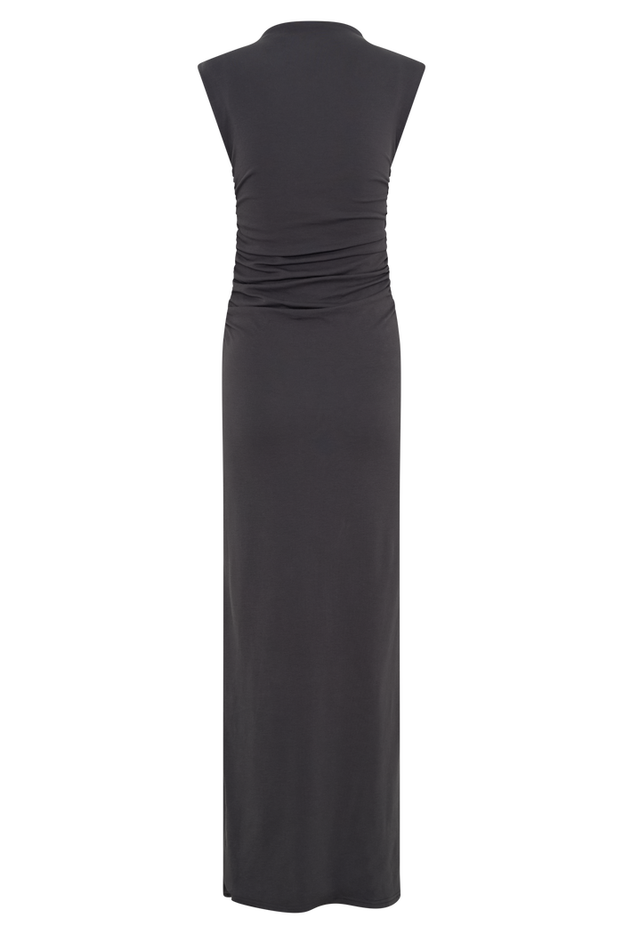 Elliot High Neck Sleeveless Maxi Dress - Dark Charcoal