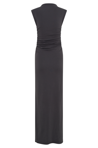 Elliot High Neck Sleeveless Maxi Dress - Dark Charcoal