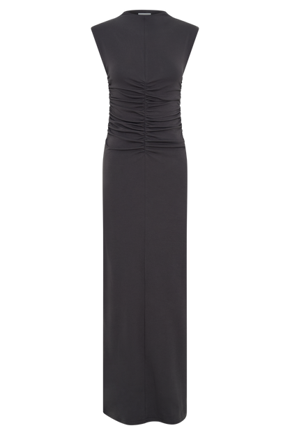 Elliot High Neck Sleeveless Maxi Dress - Dark Charcoal