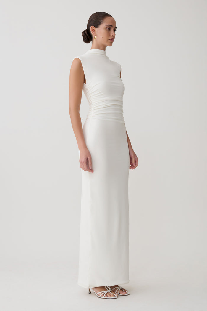 Elliot High Neck Sleeveless Maxi Dress - White