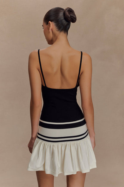 Ellison Contrast Knit Mini Dress - Black/White
