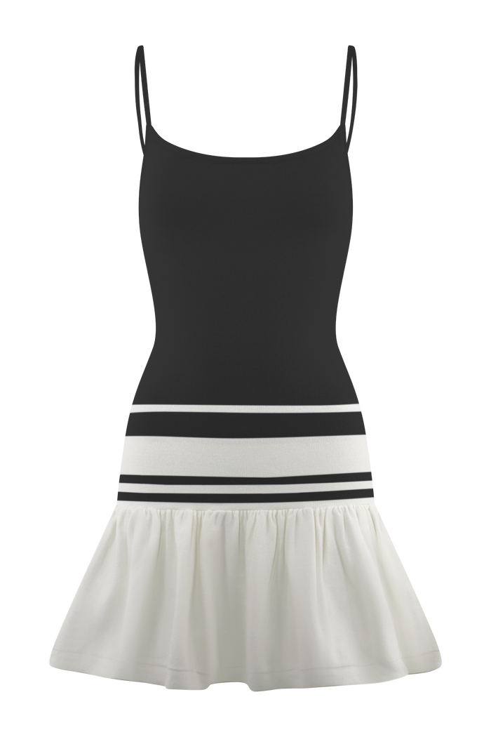 Ellison Contrast Knit Mini Dress - Black/White