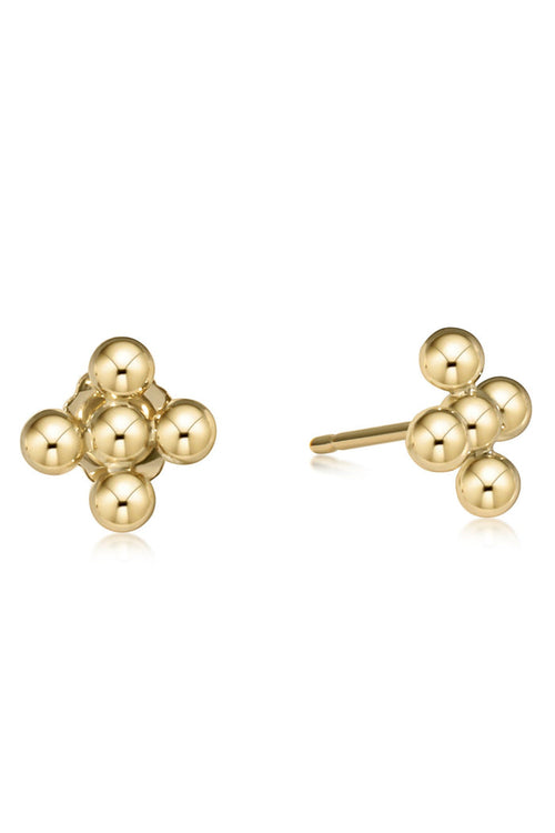 enewton: Classic Beaded Signature Cross Stud - 3mm Gold - B Social Boutique
