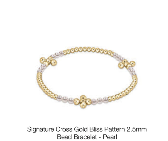 enewton: Signature Cross Gold Bliss Pattern 2.5mm - Pearl - B Social Boutique