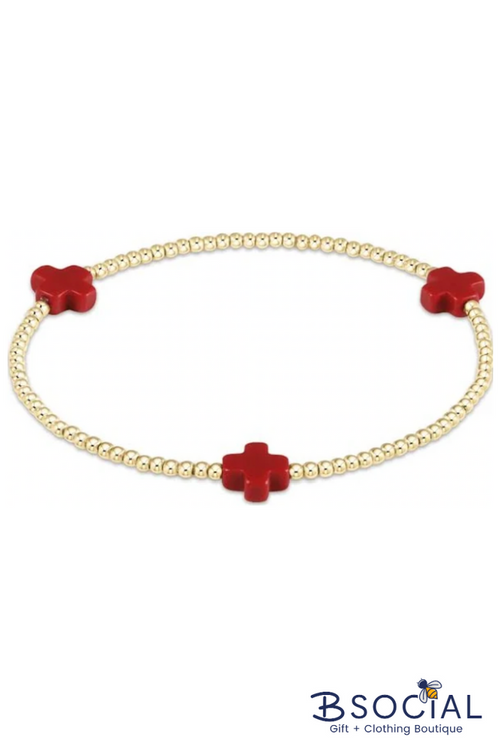 enewton: Signature Cross Gold Pattern 3mm - Red - B Social Boutique