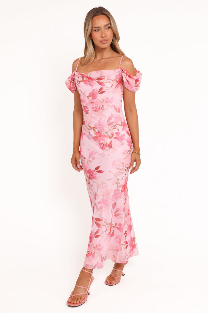 Petal and Pup USA DRESSES Esther Midi Dress - Pink Floral