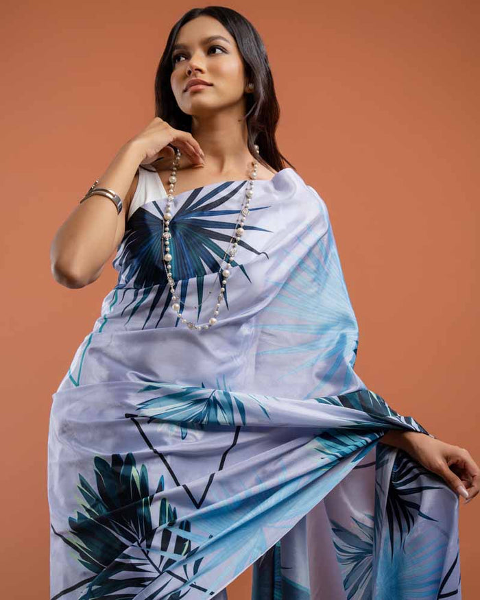 ETHNIC FUSION PRINTED SILK SAREE