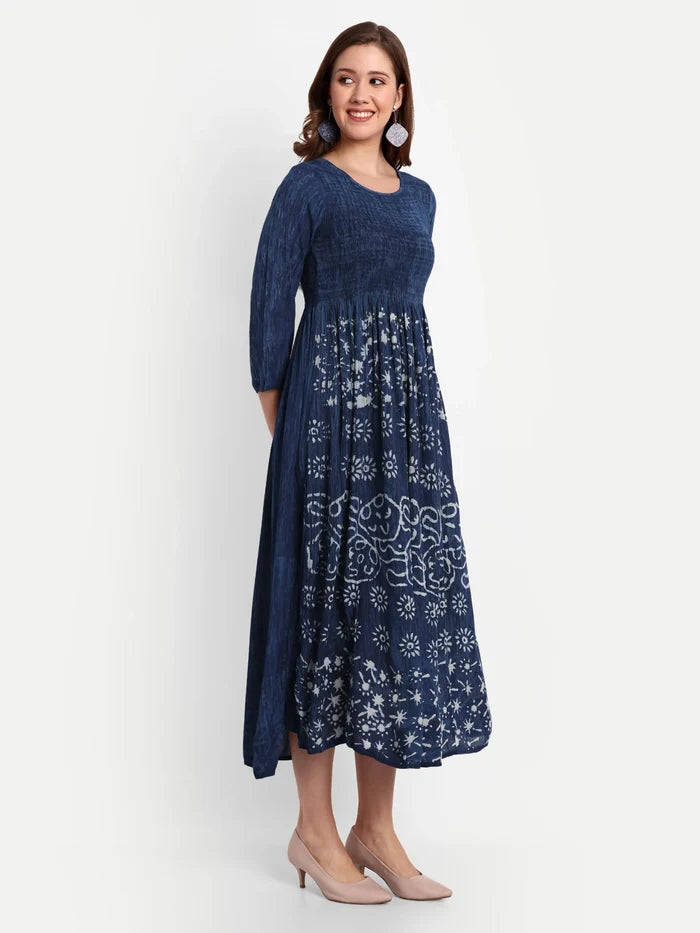 Ethnic Motifs Print Cotton Midi Dress