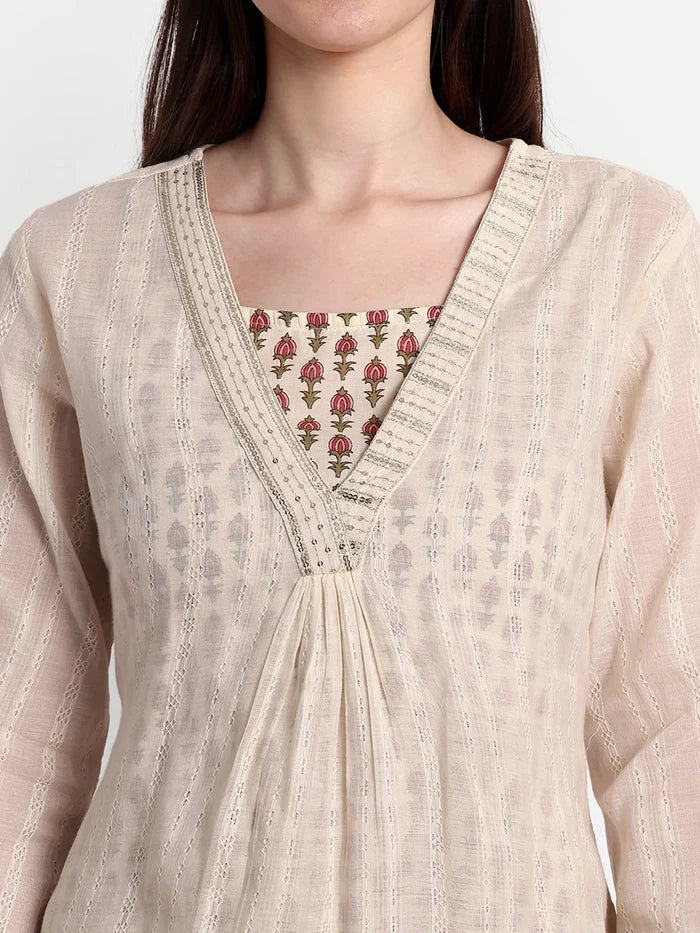 Ethnic Motifs Print Pure Cotton Kurta With Pant & Dupatta