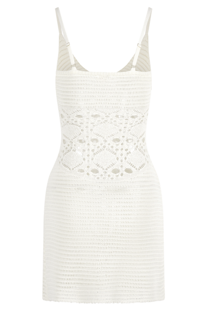Everette Crochet Knit Mini Dress - Ivory