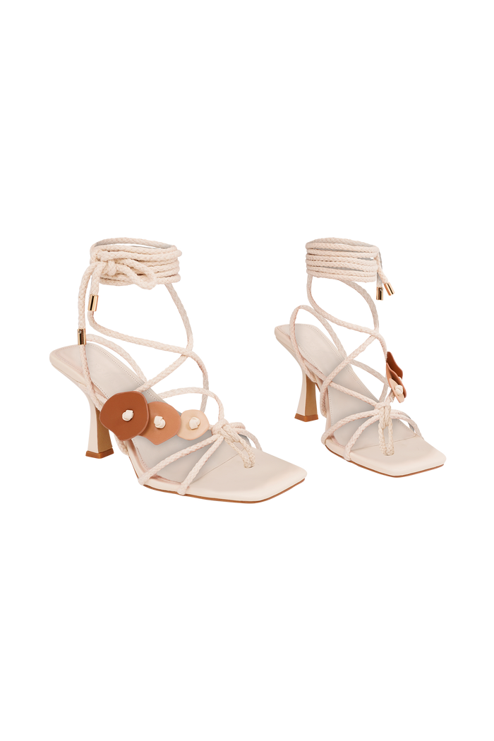Ezekiel Strappy Sandal Heel - Ivory
