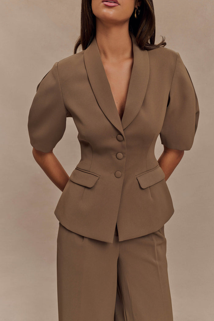 Faith Suiting Wide Leg Pant - Cacao Brown