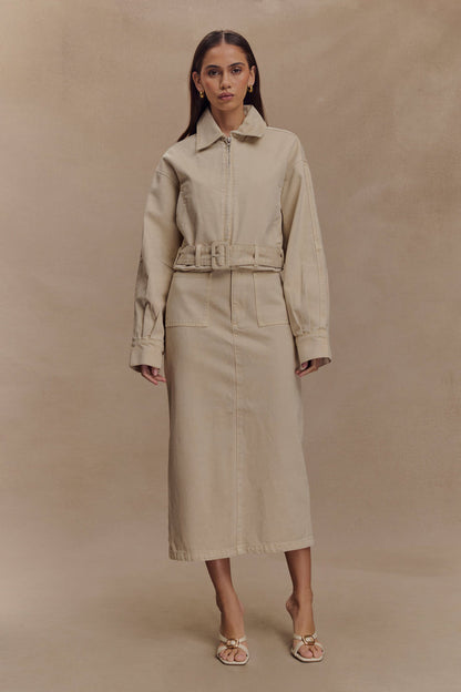 Fallon Denim Midi Skirt - Stone Wash