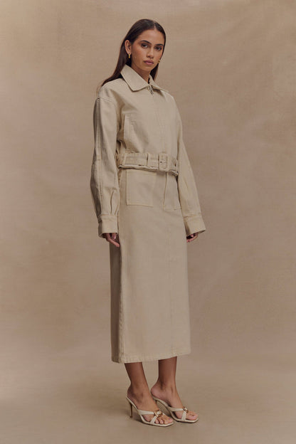 Fallon Denim Midi Skirt - Stone Wash
