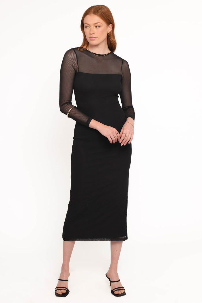 Petal and Pup USA DRESSES Famille Midi Dress - Black