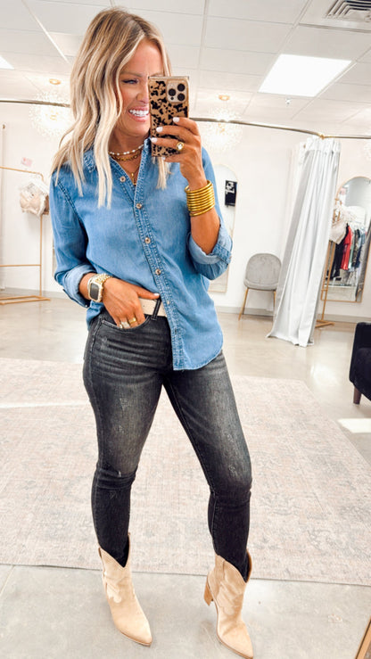 - FINAL SALE- Audrey Mid Rise Skinny Jeans-Black