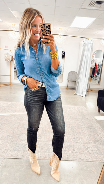 - FINAL SALE- Audrey Mid Rise Skinny Jeans-Black