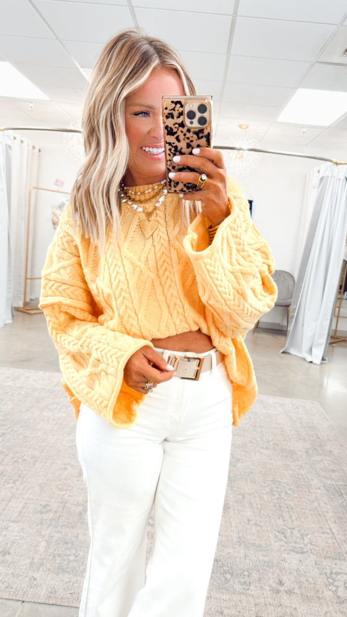 - FINAL SALE- Knotted Haven Sweater-Yellow