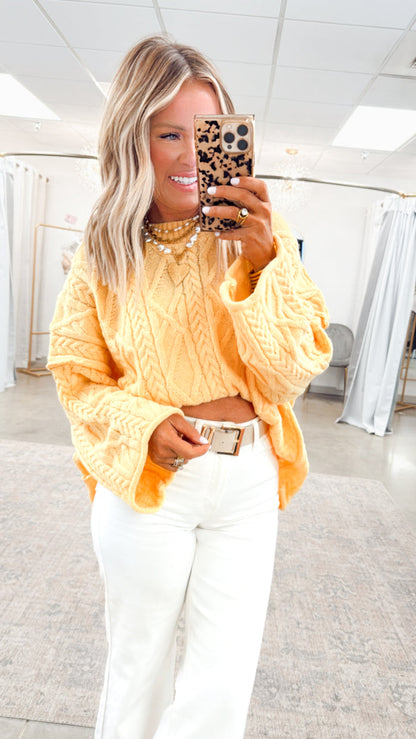 - FINAL SALE- Knotted Haven Sweater-Yellow