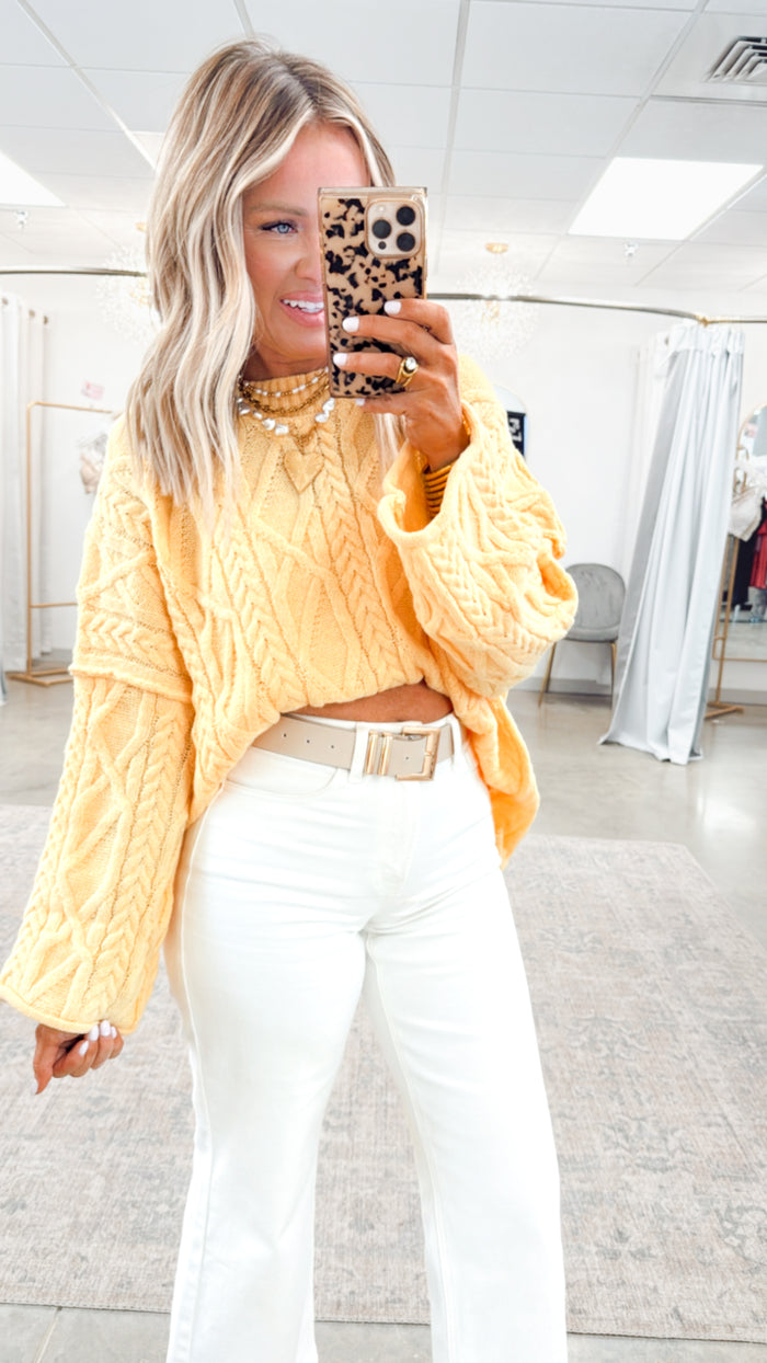 - FINAL SALE- Knotted Haven Sweater-Yellow