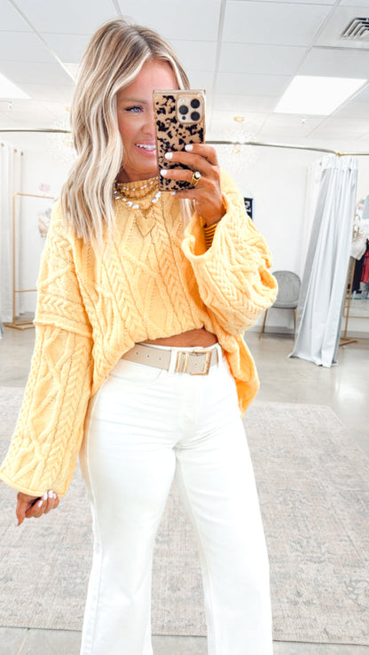 - FINAL SALE- Knotted Haven Sweater-Yellow