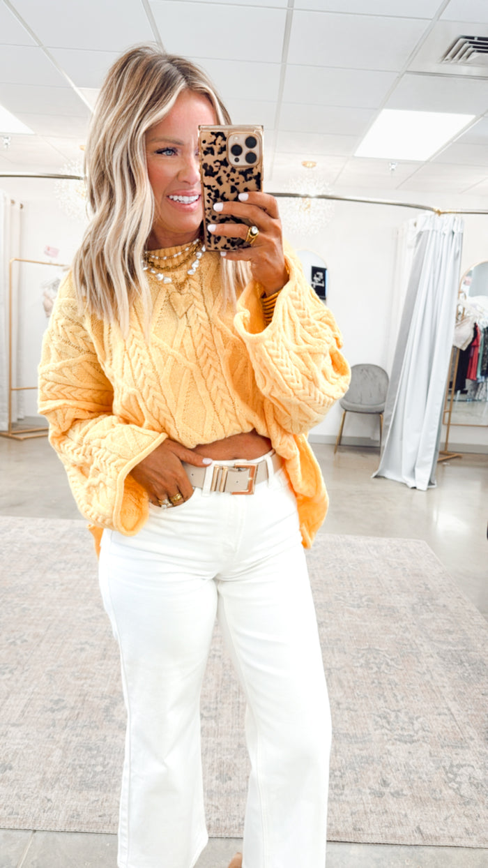 - FINAL SALE- Knotted Haven Sweater-Yellow