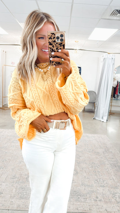 - FINAL SALE- Knotted Haven Sweater-Yellow