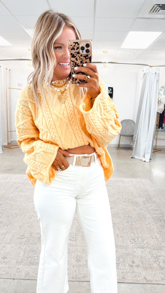 - FINAL SALE- Knotted Haven Sweater-Yellow